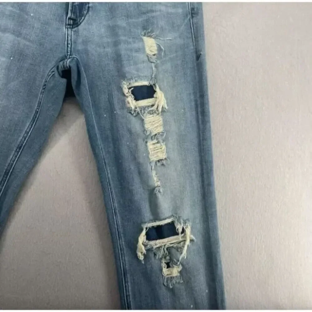 Express Jeans Mens 32x34 Slim Denim Bleach Splatter Ripped Destroyed‎ Thrasher